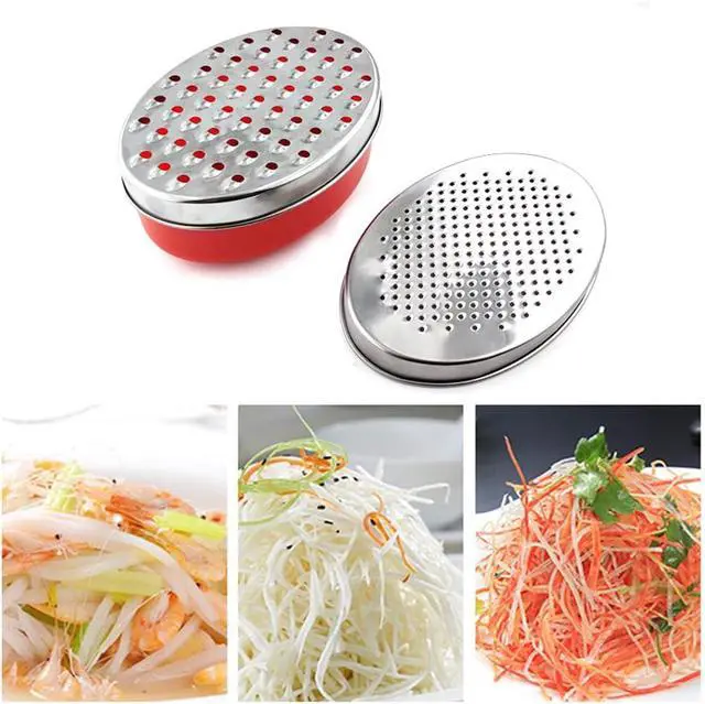 Alt view image 5 of 7 - Cheese Grater Two Side Vegetable Slicer Stainless Steel Potato Shredder with Container Use for Carrots Cucumbers Onion Potato