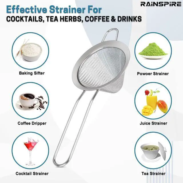 Alt view image 3 of 7 - Fine Mesh Strainers Reinforced Anti-Break Handle Drink Tea Strainer Sliver
