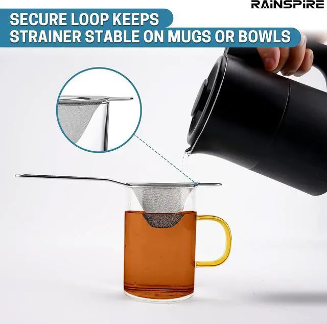 Alt view image 6 of 7 - Fine Mesh Strainers Reinforced Anti-Break Handle Drink Tea Strainer Sliver