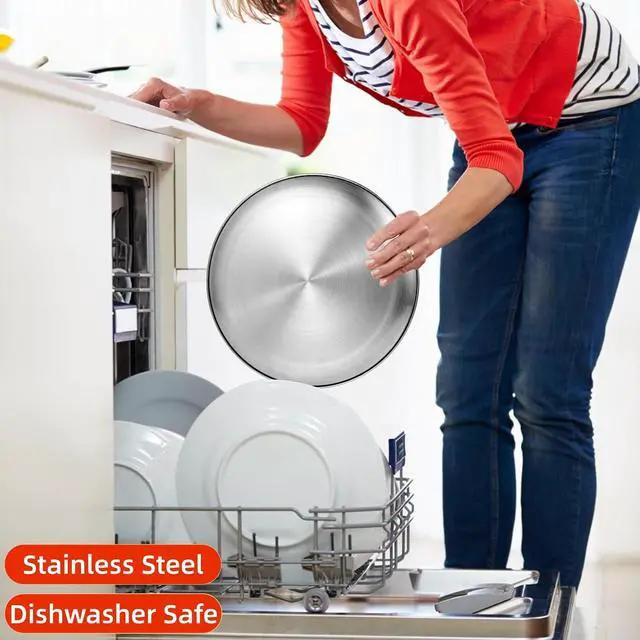 Alt view image 6 of 7 - 13-3/8" Stainless Steel Pizza Pan, Round Silver Metal Baking Tray for Pizza