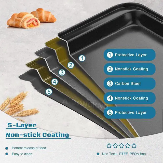Alt view image 3 of 7 - Small Cookie Baking Sheets, 9.5x7.1 Inches, 2-Pack