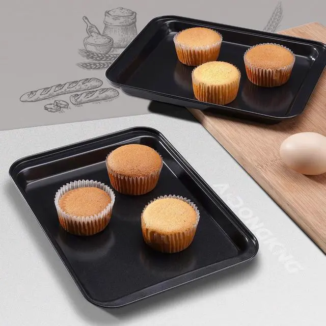 Alt view image 6 of 7 - Small Cookie Baking Sheets, 9.5x7.1 Inches, 2-Pack