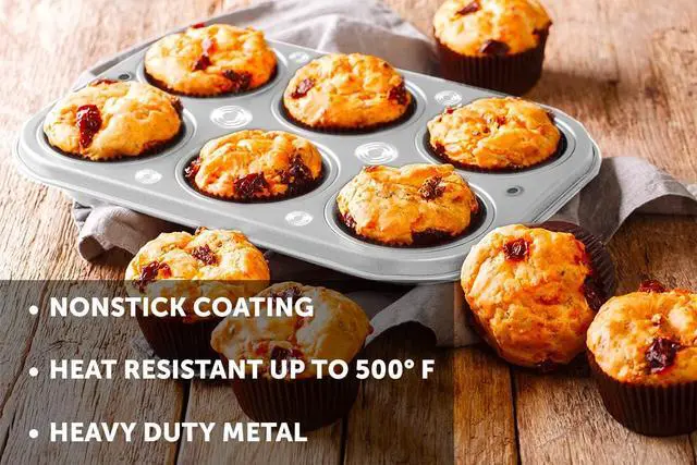 Alt view image 3 of 4 - DecorRack Non-Stick Muffin Pans, 6-Cup Steel Bakeware (2 Pack)
