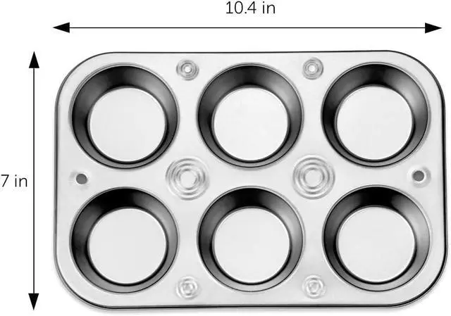 Alt view image 2 of 4 - DecorRack Non-Stick Muffin Pans, 6-Cup Steel Bakeware (2 Pack)
