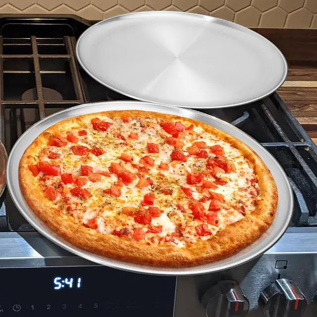 Alt view image 2 of 7 - Kevenal Stainless Steel Pizza Pans 12 inch, Pizza-Pan for Oven, Steel Pizza Tray, Round Pizza Plate Set of 1