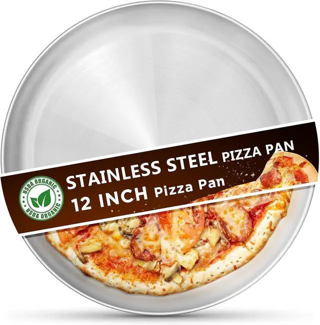 Main image of Kevenal Stainless Steel Pizza Pans 12 inch, Pizza-Pan for Oven, Steel Pizza Tray, Round Pizza Plate Set of 1