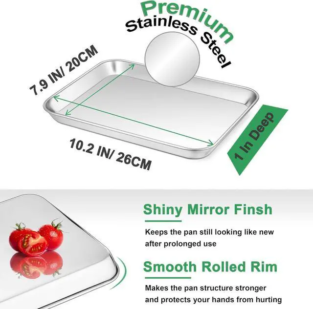 Alt view image 2 of 7 - 10.4" Baking Sheet Pan (1Pc), Joyfair Stainless Steel Toaster Oven Trays
