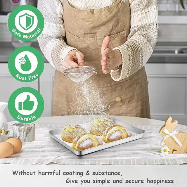 Alt view image 3 of 7 - 10.4" Baking Sheet Pan (1Pc), Joyfair Stainless Steel Toaster Oven Trays