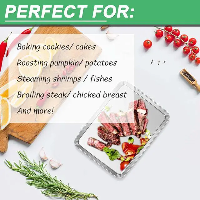 Alt view image 6 of 7 - 10.4" Baking Sheet Pan (1Pc), Joyfair Stainless Steel Toaster Oven Trays