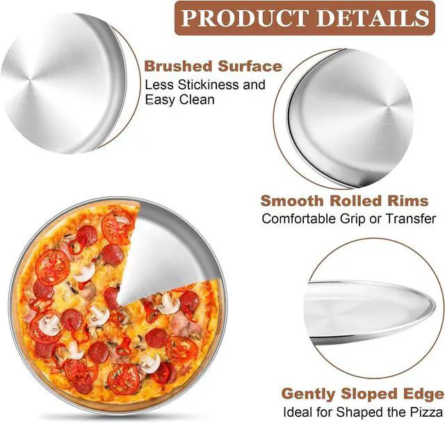Alt view image 3 of 7 - TeamFar 9 Inch Pizza Pan, Stainless Steel Small Pizza Tray for Oven - 1PCS