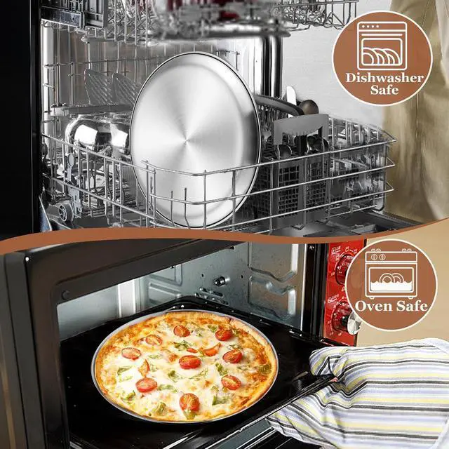 Alt view image 6 of 7 - TeamFar 9 Inch Pizza Pan, Stainless Steel Small Pizza Tray for Oven - 1PCS