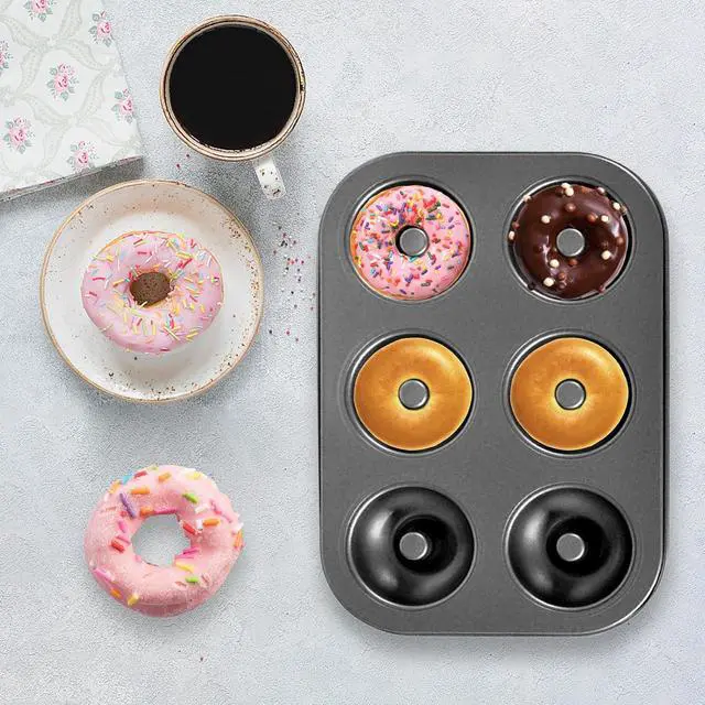Alt view image 3 of 5 - Shudyear 2 Pc Donut Pan Doughnut Baking Pan Nonstick Carbon Steel Baking Mold for Homemade Donuts Dessert Baking Oven Tray