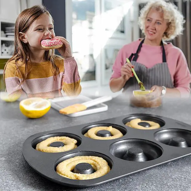 Alt view image 4 of 5 - Shudyear 2 Pc Donut Pan Doughnut Baking Pan Nonstick Carbon Steel Baking Mold for Homemade Donuts Dessert Baking Oven Tray