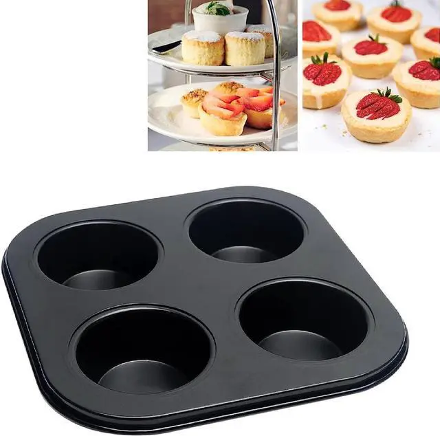 Main image of Pilarmuture 4 Hole Muffin Pan Muffin Trays, Bakeware Tins & Trays Non-stick Cupcake Baking Pan Mini Muffin Cups Pudding Bakeware Cake Mold for Oven Baking Roasting