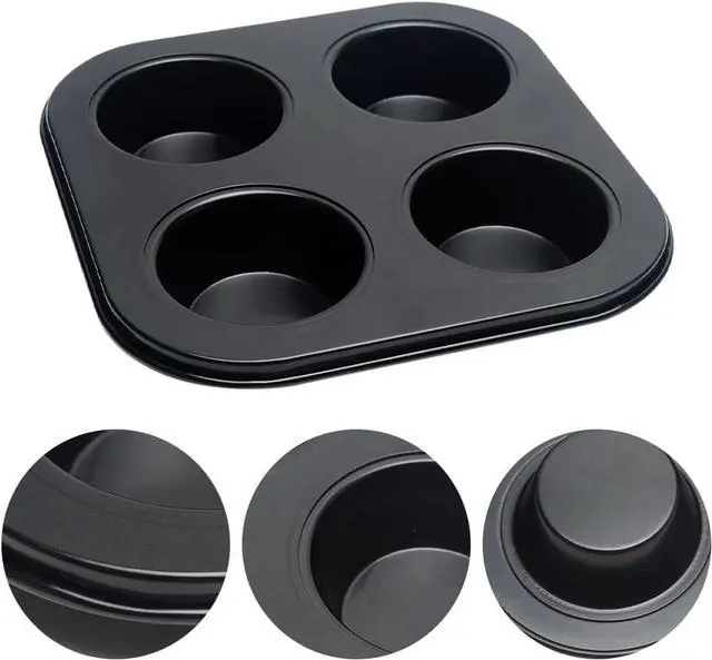 Alt view image 7 of 7 - Pilarmuture 4 Hole Muffin Pan Muffin Trays, Bakeware Tins & Trays Non-stick Cupcake Baking Pan Mini Muffin Cups Pudding Bakeware Cake Mold for Oven Baking Roasting