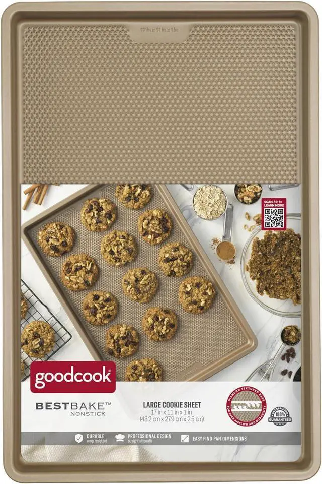 Alt view image 7 of 7 - GoodCook BestBake Nonstick Textured Carbon Steel Cookie Sheet, 11" x 17", Large Baking Sheet, Even Heating, Scratch-Resistant, Non-Toxic, Durable, Ideal for Baking and Sheet Pan Dinners