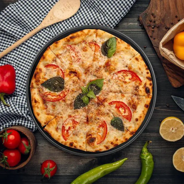 Alt view image 4 of 5 - Pizza Pan,10 inch Nonstick Pizza Tray for Oven,Carbon Steel Baking Pan,Maximum Temperature Resistance of 230/450,Dishwasher Safe (1, 10 inches)