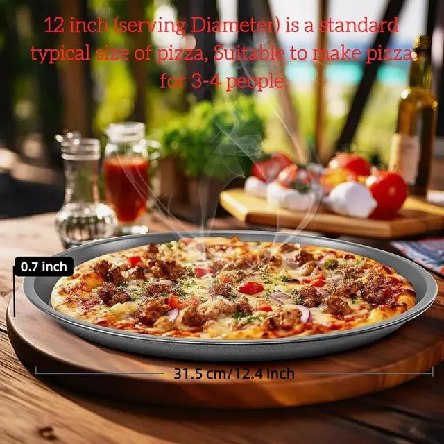 Alt view image 2 of 5 - Cyoufine12 Inch Pizza Pan, Stainless Carbon-Steel Pizza Tray for Baking, Black Nonstick Round Baking Sheet Plate for Home Kitchen