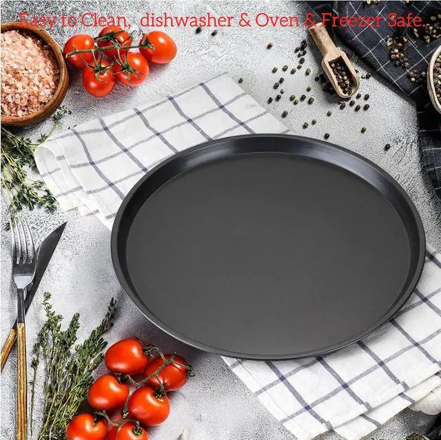 Alt view image 3 of 5 - Cyoufine12 Inch Pizza Pan, Stainless Carbon-Steel Pizza Tray for Baking, Black Nonstick Round Baking Sheet Plate for Home Kitchen