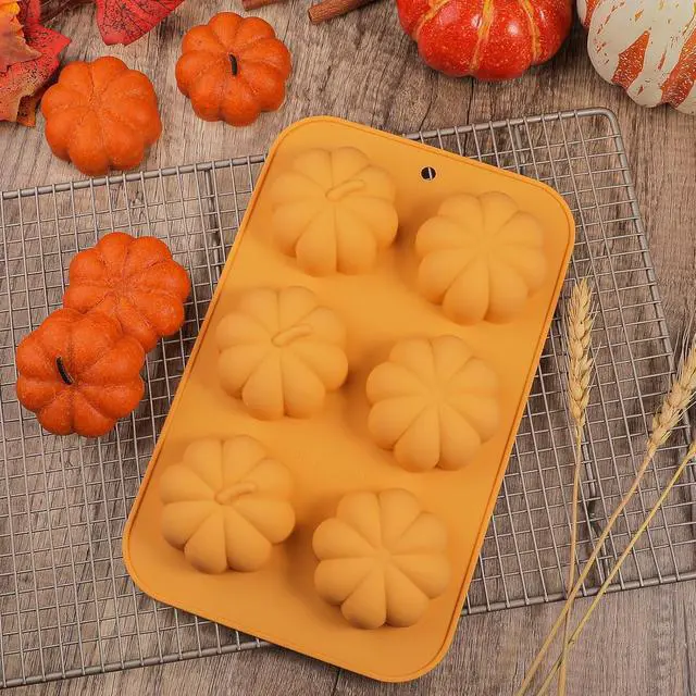 Alt view image 3 of 7 - Webake Pumpkin Cake Mold Silicone 3D Pumpkin Cupcake Pan for Baking Dessert Mousse Mold Tray for Halloween Thanksgiving (2 PCS)