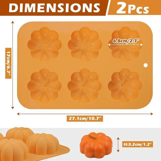 Alt view image 4 of 7 - Webake Pumpkin Cake Mold Silicone 3D Pumpkin Cupcake Pan for Baking Dessert Mousse Mold Tray for Halloween Thanksgiving (2 PCS)