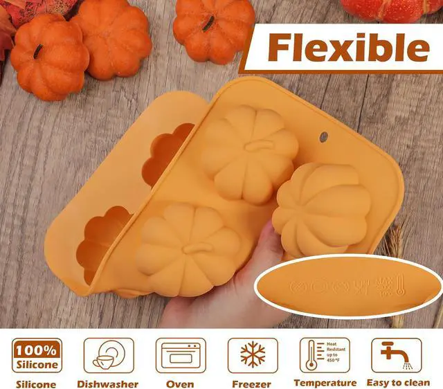Alt view image 6 of 7 - Webake Pumpkin Cake Mold Silicone 3D Pumpkin Cupcake Pan for Baking Dessert Mousse Mold Tray for Halloween Thanksgiving (2 PCS)