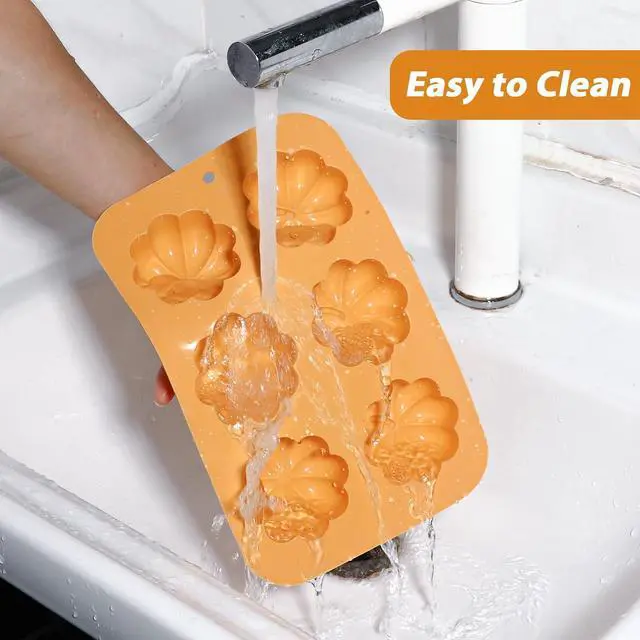 Alt view image 7 of 7 - Webake Pumpkin Cake Mold Silicone 3D Pumpkin Cupcake Pan for Baking Dessert Mousse Mold Tray for Halloween Thanksgiving (2 PCS)