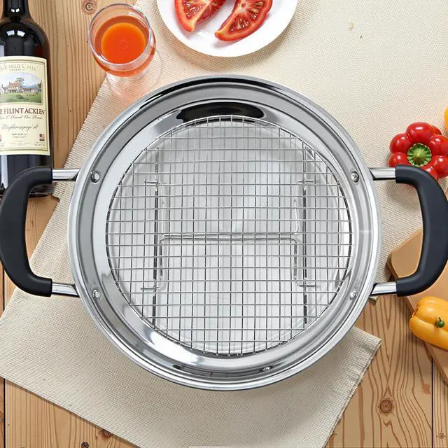 Alt view image 5 of 7 - 2 Pack Cooking Racks 10.5 inch Grids Steamer Baking Round Cooling Racks with Folding Feet Dehydrator Trays Stackable Barbecue Carbon Grates for Air Fryer