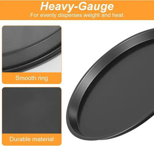 Alt view image 4 of 7 - 10 Inch Cookie Cake Pan, Round Cake Pan Round Cookie Sheet Nonstick Giant Shollow Baking Pans Cakes Tray Pans for Home Kitchen Baking