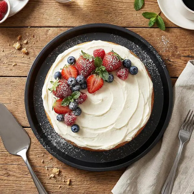 Alt view image 6 of 7 - 10 Inch Cookie Cake Pan, Round Cake Pan Round Cookie Sheet Nonstick Giant Shollow Baking Pans Cakes Tray Pans for Home Kitchen Baking