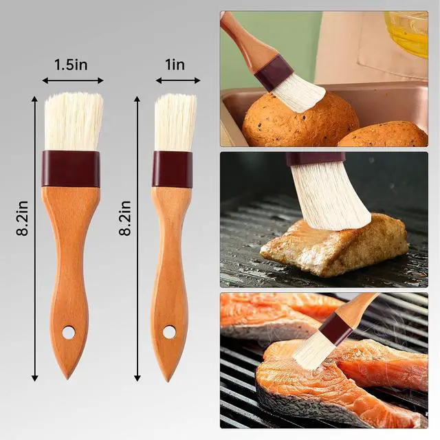 Alt view image 4 of 7 - 4 Pack Silicone Basting Pastry Brushes with 2 Wood Handle Culinary Oil Brushes, Heat Resistant Brush Set, Perfect for BBQ Sauce Barbecue Butter Grill Baking Kitchen Cooking, BPA Free & Dishwasher Safe