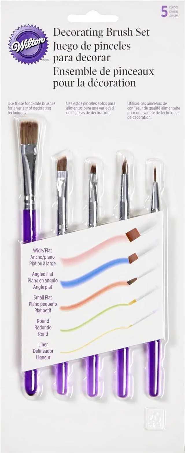 Main image of Wilton 5-Piece Decorating Brush Set, Synthetic Bristles