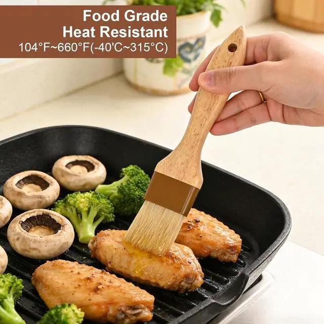 Alt view image 3 of 7 - 4 pcs Pastry Brush, Natural Bristle Basting Brush for Cooking and Baking, Premium BBQ Brushes for Butter, Oil, Egg, Sauce, Turkey, Marinade and Kitchen Food by SFIUYLB