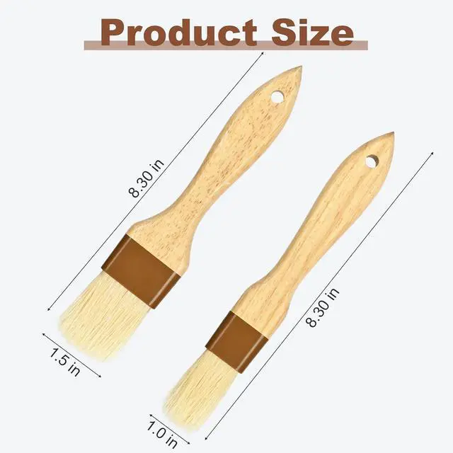 Alt view image 2 of 7 - 4 pcs Pastry Brush, Natural Bristle Basting Brush for Cooking and Baking, Premium BBQ Brushes for Butter, Oil, Egg, Sauce, Turkey, Marinade and Kitchen Food by SFIUYLB
