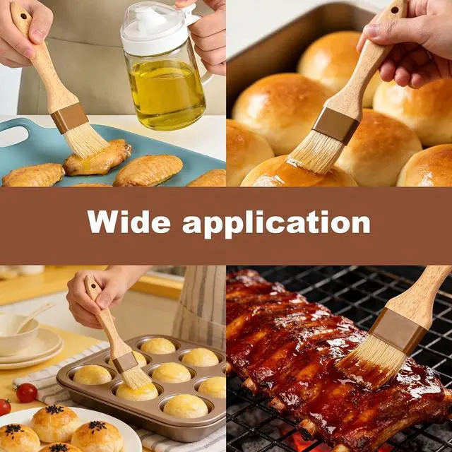 Alt view image 6 of 7 - 4 pcs Pastry Brush, Natural Bristle Basting Brush for Cooking and Baking, Premium BBQ Brushes for Butter, Oil, Egg, Sauce, Turkey, Marinade and Kitchen Food by SFIUYLB