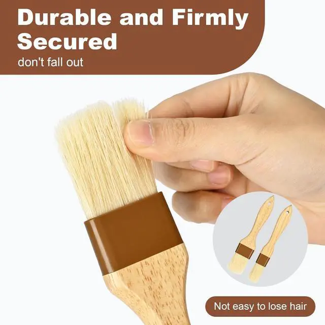 Alt view image 7 of 7 - 4 pcs Pastry Brush, Natural Bristle Basting Brush for Cooking and Baking, Premium BBQ Brushes for Butter, Oil, Egg, Sauce, Turkey, Marinade and Kitchen Food by SFIUYLB