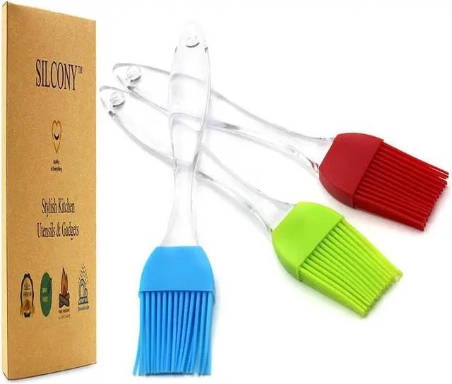 Main image of 7" Silicone Basting Pastry Brush - Perfect for Oil Butter Spread, Marinades, Baste, BBQ, Grill, Cooking - BPA Free, Food Grade Material, Dishwasher Safe (3, 7 Inches)