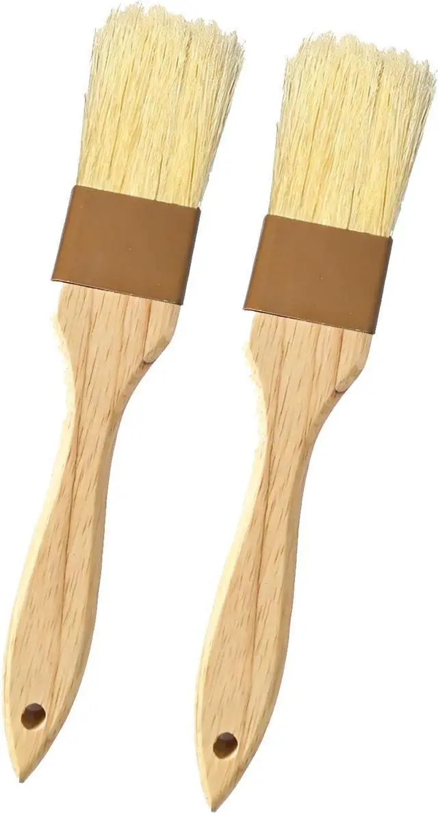 Main image of Pastry Basting Brush - Food Brushes, Non-Shedding Natural Boar Bristle, Heat Resistant Wooden Handle, Durable Kitchen Tool for Baking, Cooking, Butter, Egg Wash, Glazing, Oil, Sauce (1" & 1", 2 pc)