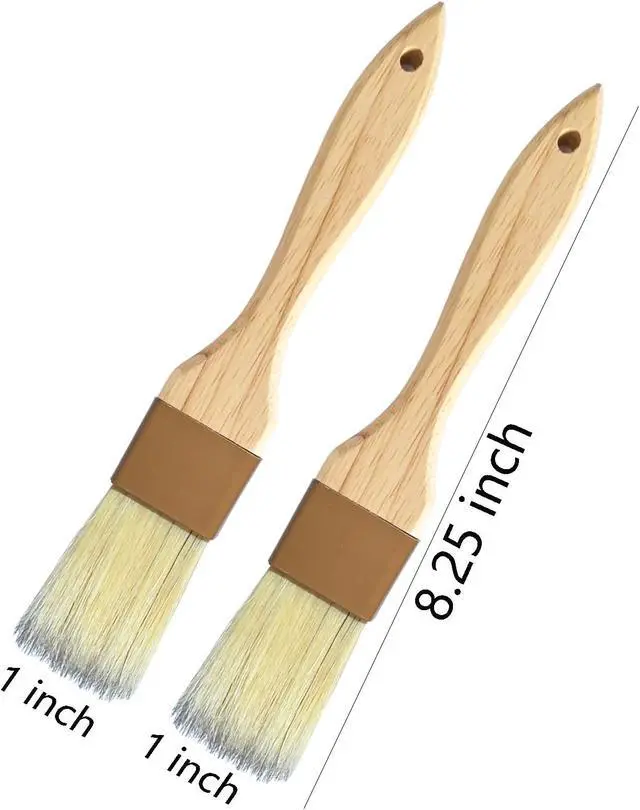 Alt view image 5 of 7 - Pastry Basting Brush - Food Brushes, Non-Shedding Natural Boar Bristle, Heat Resistant Wooden Handle, Durable Kitchen Tool for Baking, Cooking, Butter, Egg Wash, Glazing, Oil, Sauce (1" & 1", 2 pc)