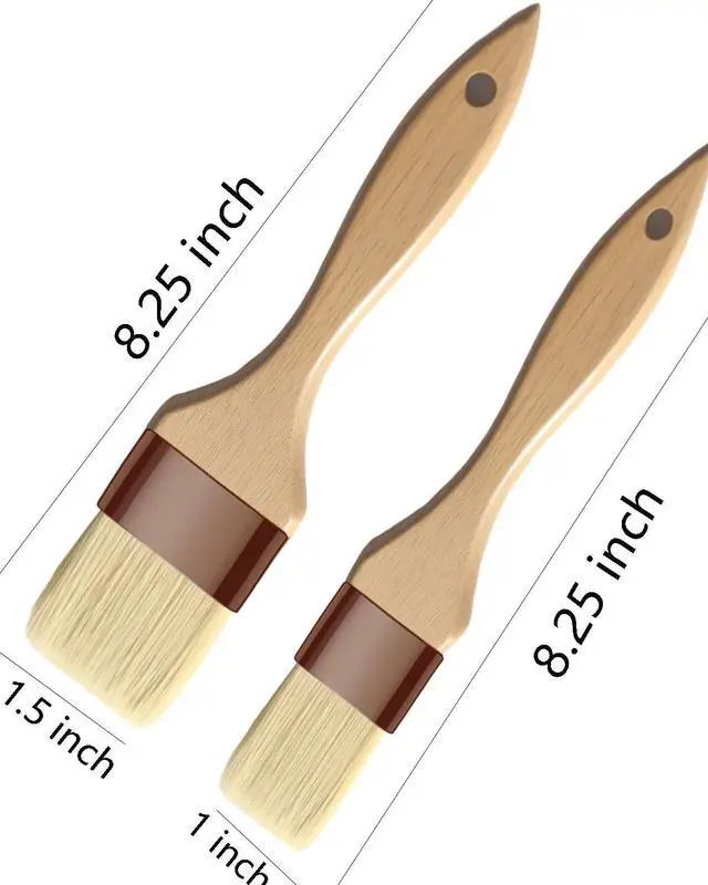 Alt view image 3 of 6 - Basting Brush-Pastry Brush,Oil Brush for Cooking,Boar Bristles BBQ Brushes for Grill,Beech Wooden Handle Food Brush for Baking/Spreading Marinade/Sauce/Butter/Egg/Kitchen Baster Brushes(1.5 1 inch)