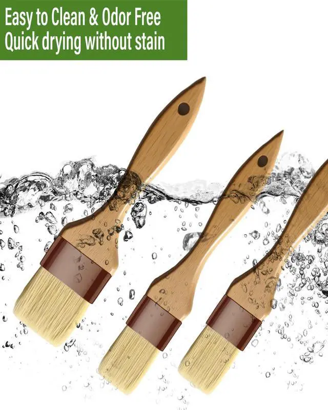 Alt view image 5 of 6 - Basting Brush-Pastry Brush,Oil Brush for Cooking,Boar Bristles BBQ Brushes for Grill,Beech Wooden Handle Food Brush for Baking/Spreading Marinade/Sauce/Butter/Egg/Kitchen Baster Brushes(1.5 1 inch)