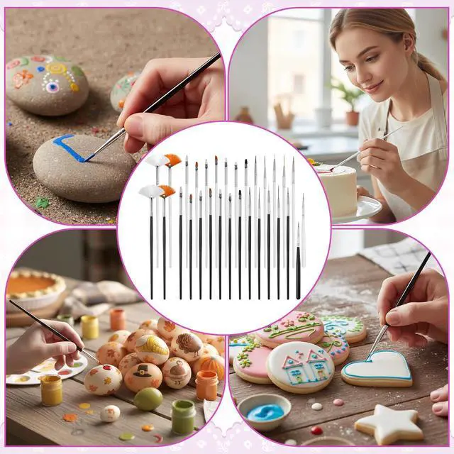 Alt view image 5 of 7 - 30PCS Food Safe Paint Brushes, Cookie Paint Brushes Cake Painting Brush Fondant Paints Brush Cake Decorating Painting Tool, Icing Pastry Brushs DIY Tool Set for Cupcakes Cookie Decorating Supplies