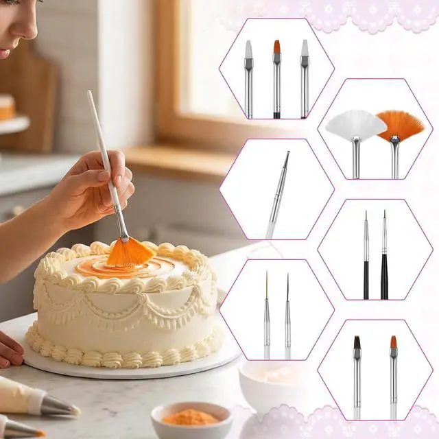 Alt view image 4 of 7 - 30PCS Food Safe Paint Brushes, Cookie Paint Brushes Cake Painting Brush Fondant Paints Brush Cake Decorating Painting Tool, Icing Pastry Brushs DIY Tool Set for Cupcakes Cookie Decorating Supplies