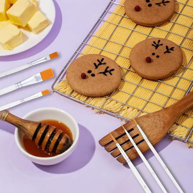 Alt view image 4 of 7 - 6Pcs Multifunction Painting Brushes for Cake Decorating, Food Grade Paint Brushes Cake Decorating Brush Comfortable Nylon Wooden Handle for Cooking, Baking, Basting, Pastry and Cookie