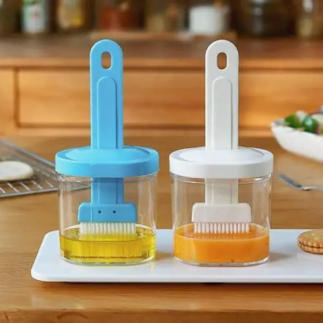 Alt view image 6 of 6 - 1 Piece Oil Bottles with Brush Kitchen Oil Bottle Brush Sauce Bottle Brush Barbecue Brush(White)