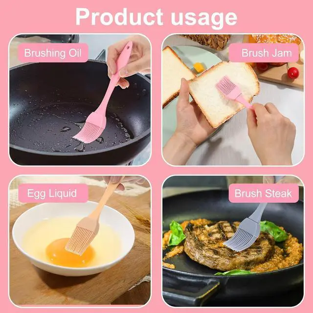 Alt view image 5 of 7 - 4 Pcs Silicone Basting Pastry Brush Heat Resistant Oil Brush for Cooking Kitchen Food Baking Butter Baster BBQ Grill Dishwasher Safe Multicolor for Sauce Marinade Meat Glazing