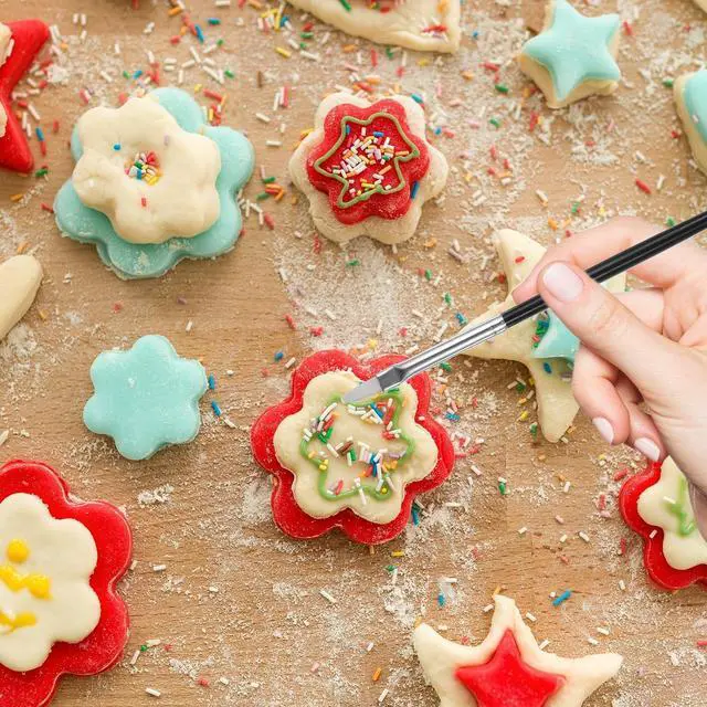 Alt view image 6 of 6 - 30 PCS Cookie Paint Brushes, Food Paint Brush Cake Decorating Brushes Cookie Decorating Brushes Food Safe Paint Brushes Kit Fondant Brush DIY Tool Set Icing Pastry Brush for Painting Baking, White