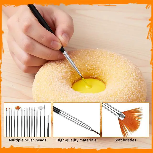 Alt view image 4 of 7 - 15Pcs Food Paint Brush, Cake Painting Brushes Sugar Cookie Decorating Kit Food Safe Paint Brushes Cookie Icing Pastry Brush, Black