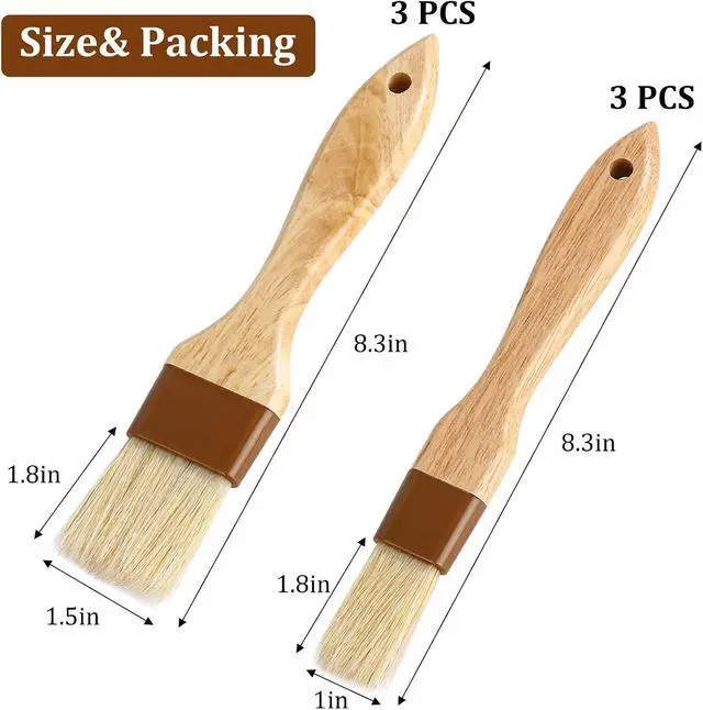Alt view image 2 of 7 - 6Pcs Pastry Brushes, Natural Bristle Basting Brush for Cooking Food