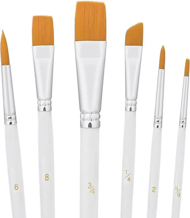 Main image of 6PCS Cake Painting Brushes Set Food Paint Brushes Food Safe Cake Decorating Brushes for Dusting Edible Glitter Edible Color for Cake Cookie Decoration (White)